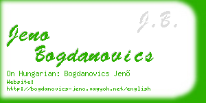 jeno bogdanovics business card