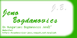 jeno bogdanovics business card